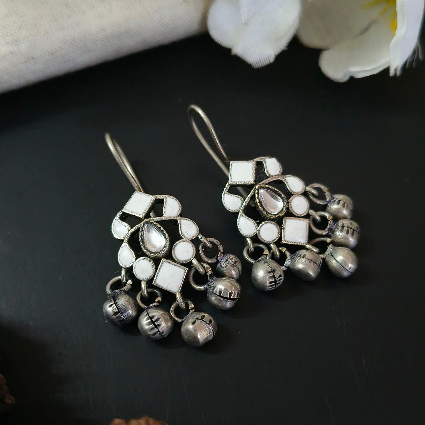 White Silver trendy dangler