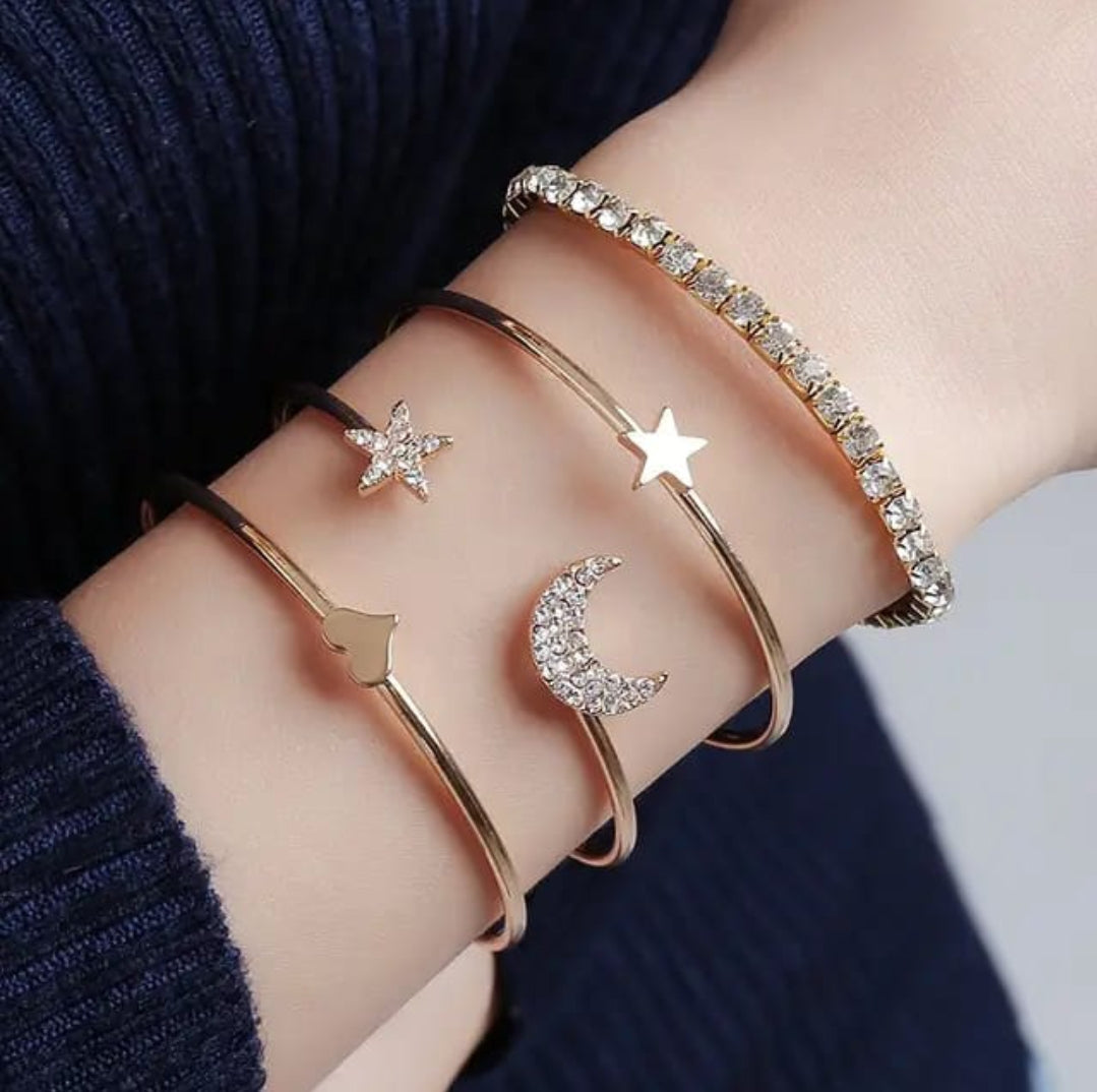 Moon Star Diamond Bracelet, front view