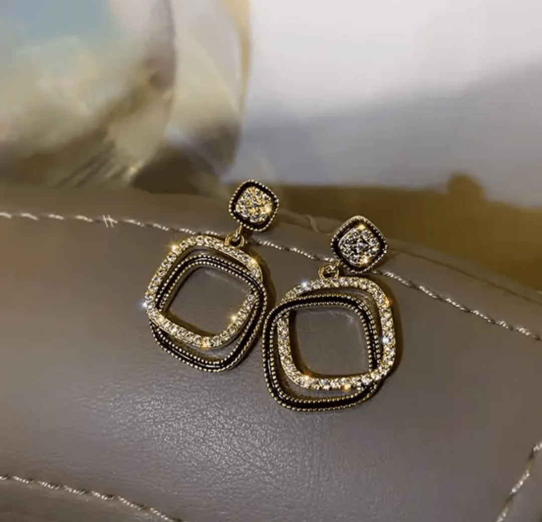 Square Black Crystal earring