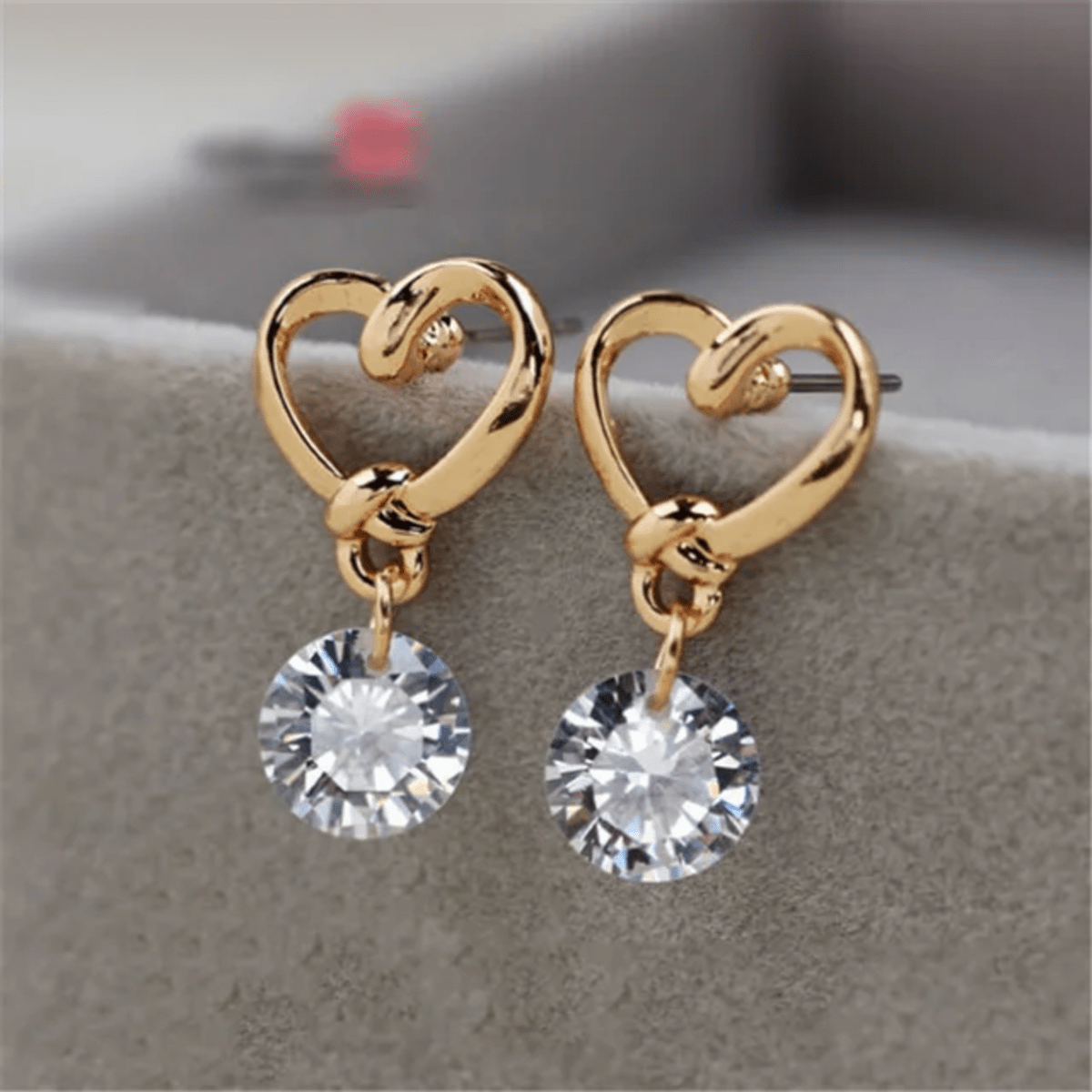 Diamond Heart Dangler Earrings