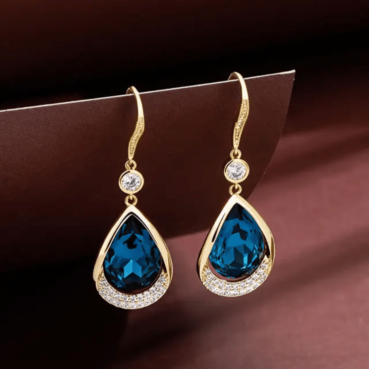 Blue Stone Dia Dangler Earrings