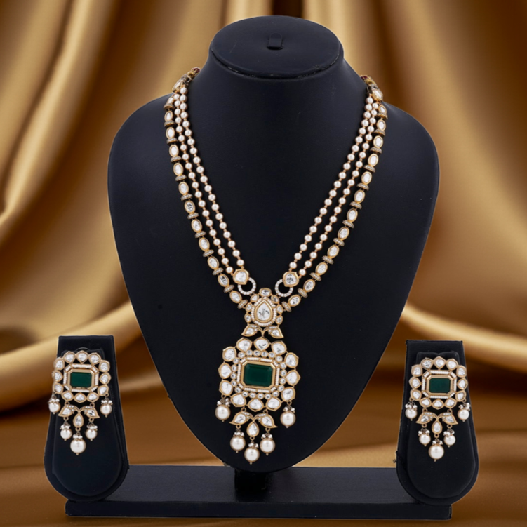 Emerald & Dia multi rows Necklace