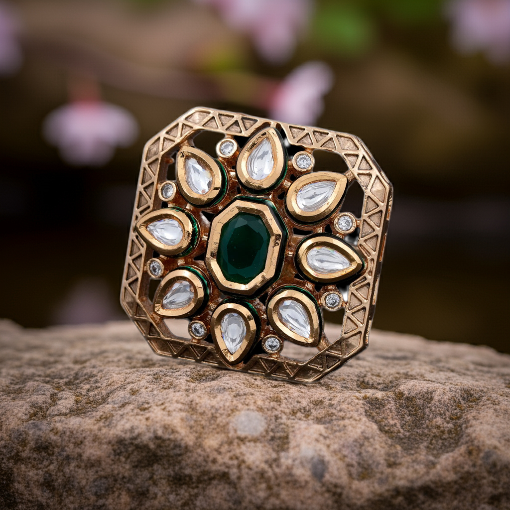 Emerald Green and Pan Polki ring