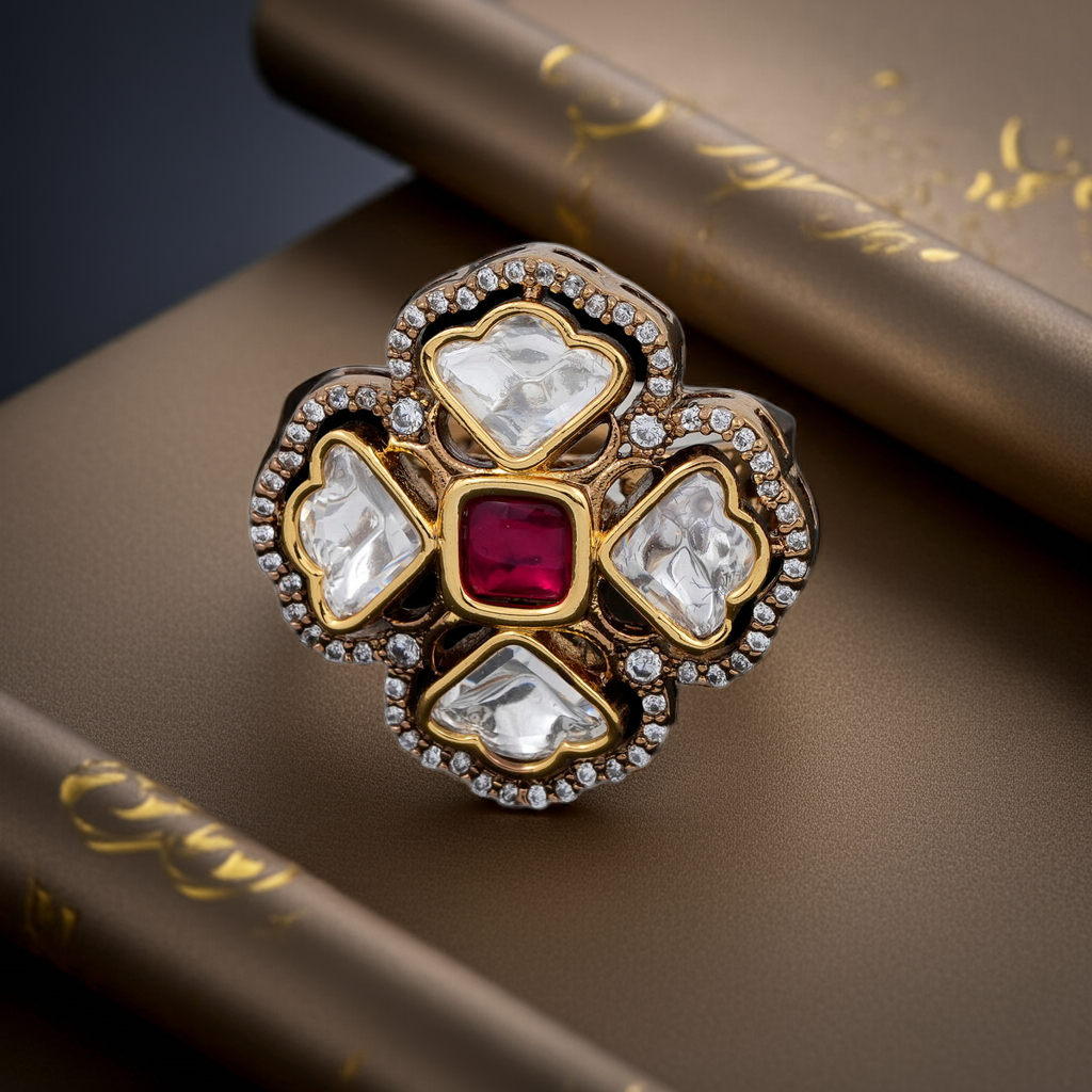 Four polki Ruby Centre ring