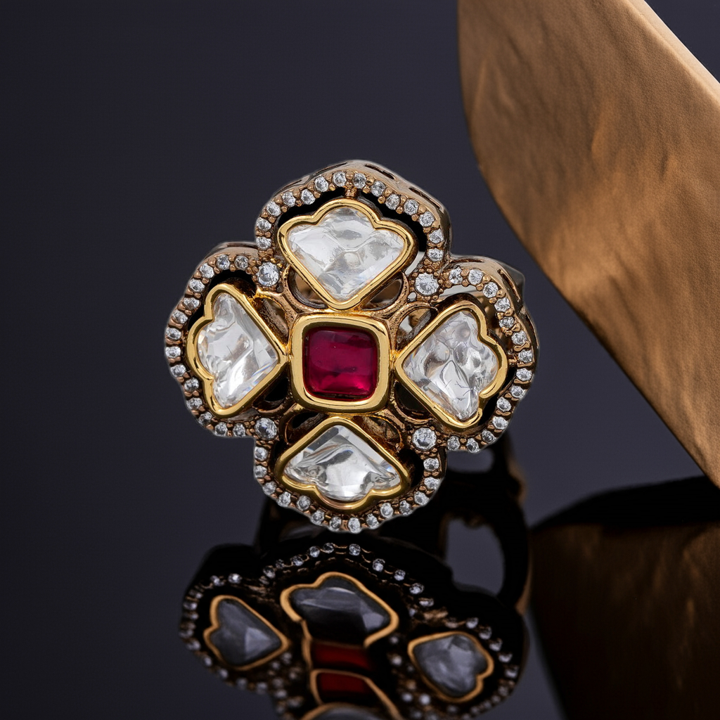 Four polki Ruby Centre ring