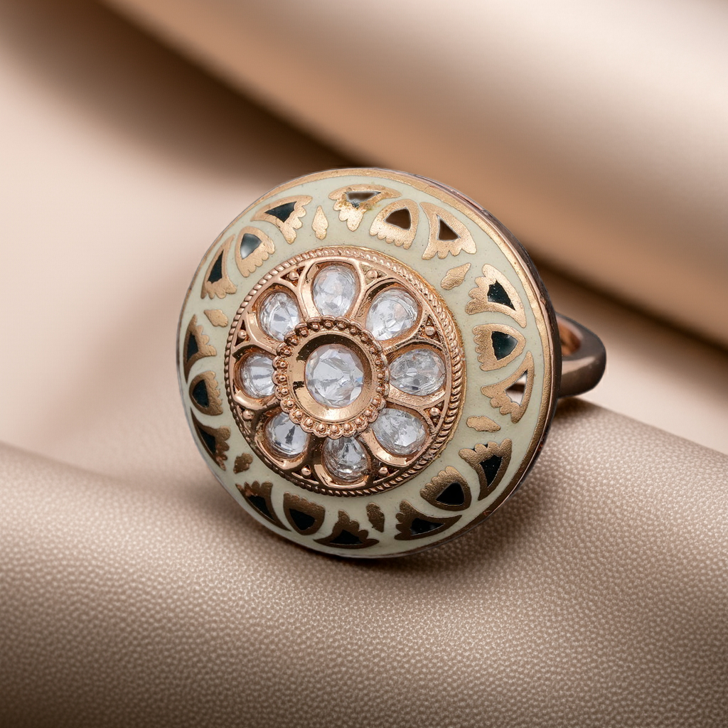Green & Gold minakari round ring