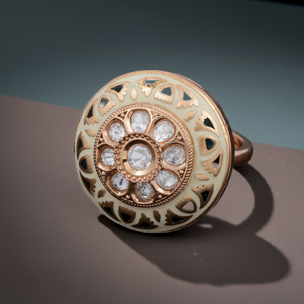 Green & Gold minakari round ring