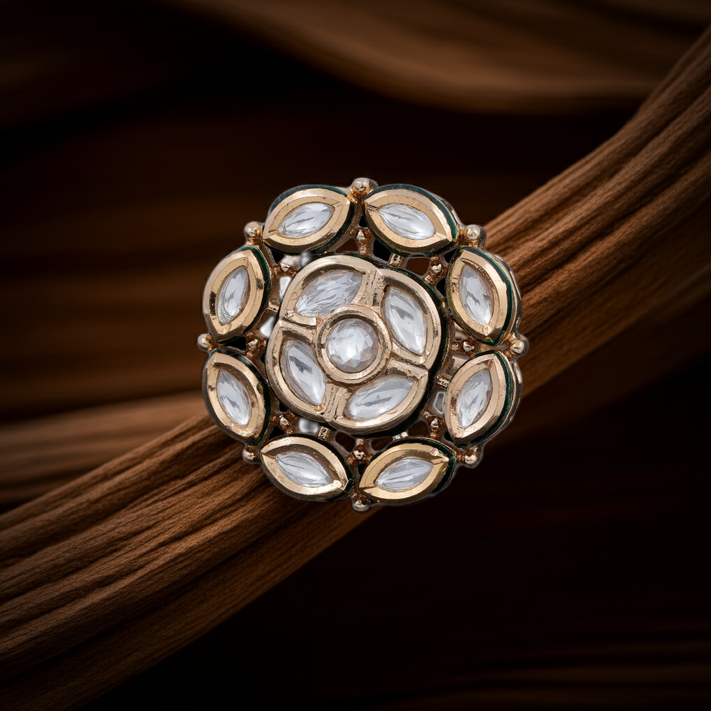 Kundan polki dia ring
