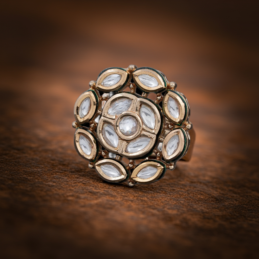 Kundan polki dia ring