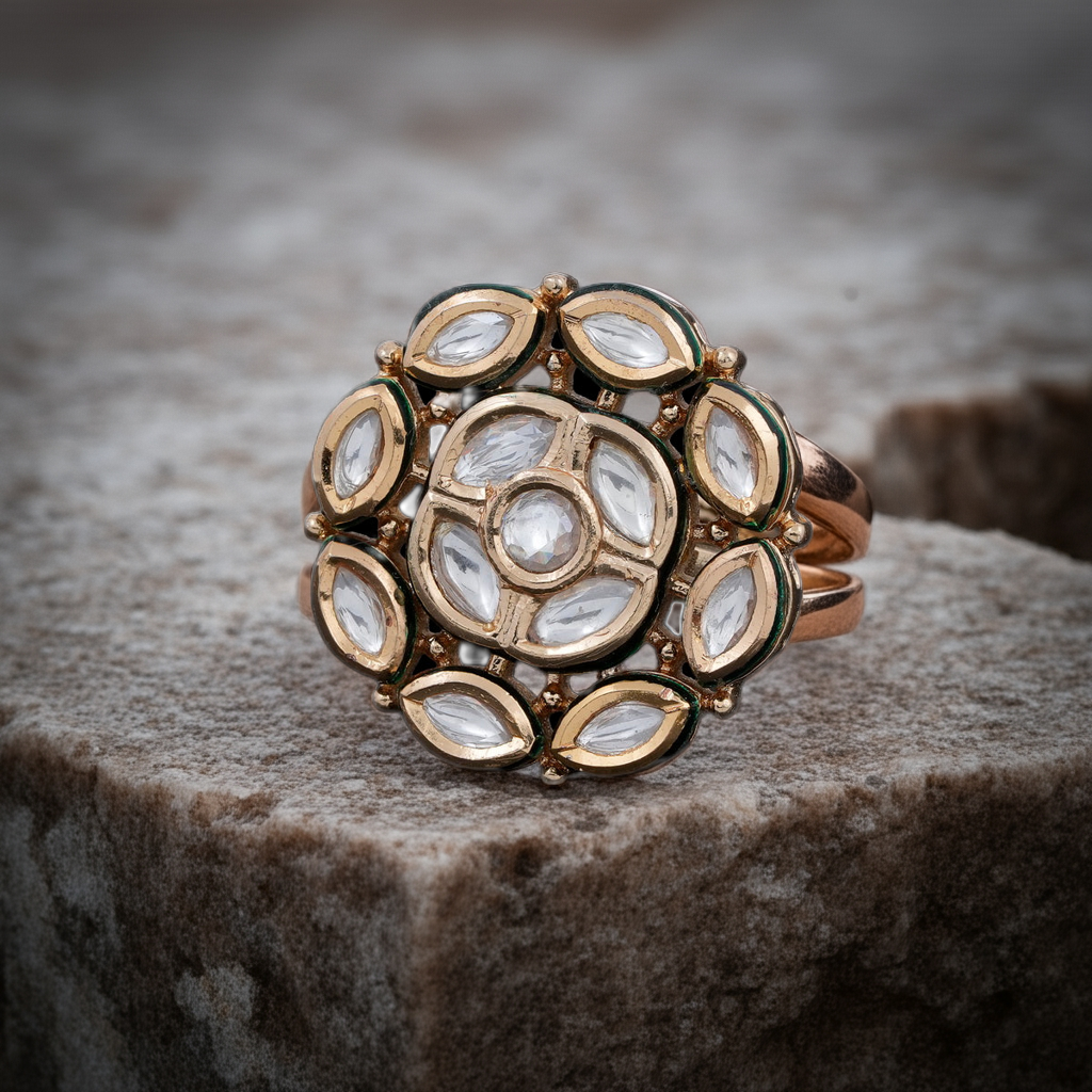 Kundan polki dia ring