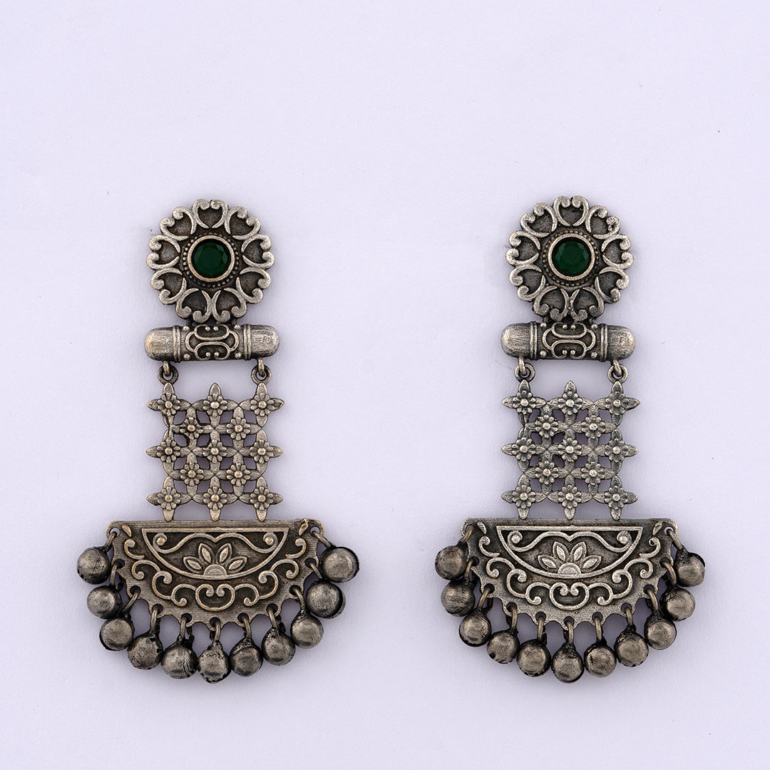 Oxidized Long Dangle Earring