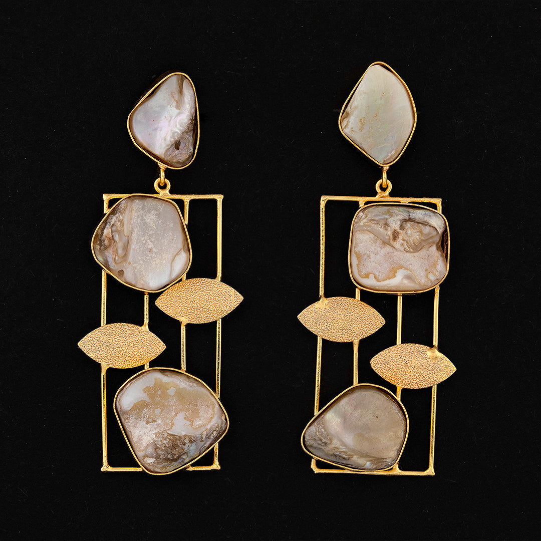 Stone Leaf Dangler Earring
