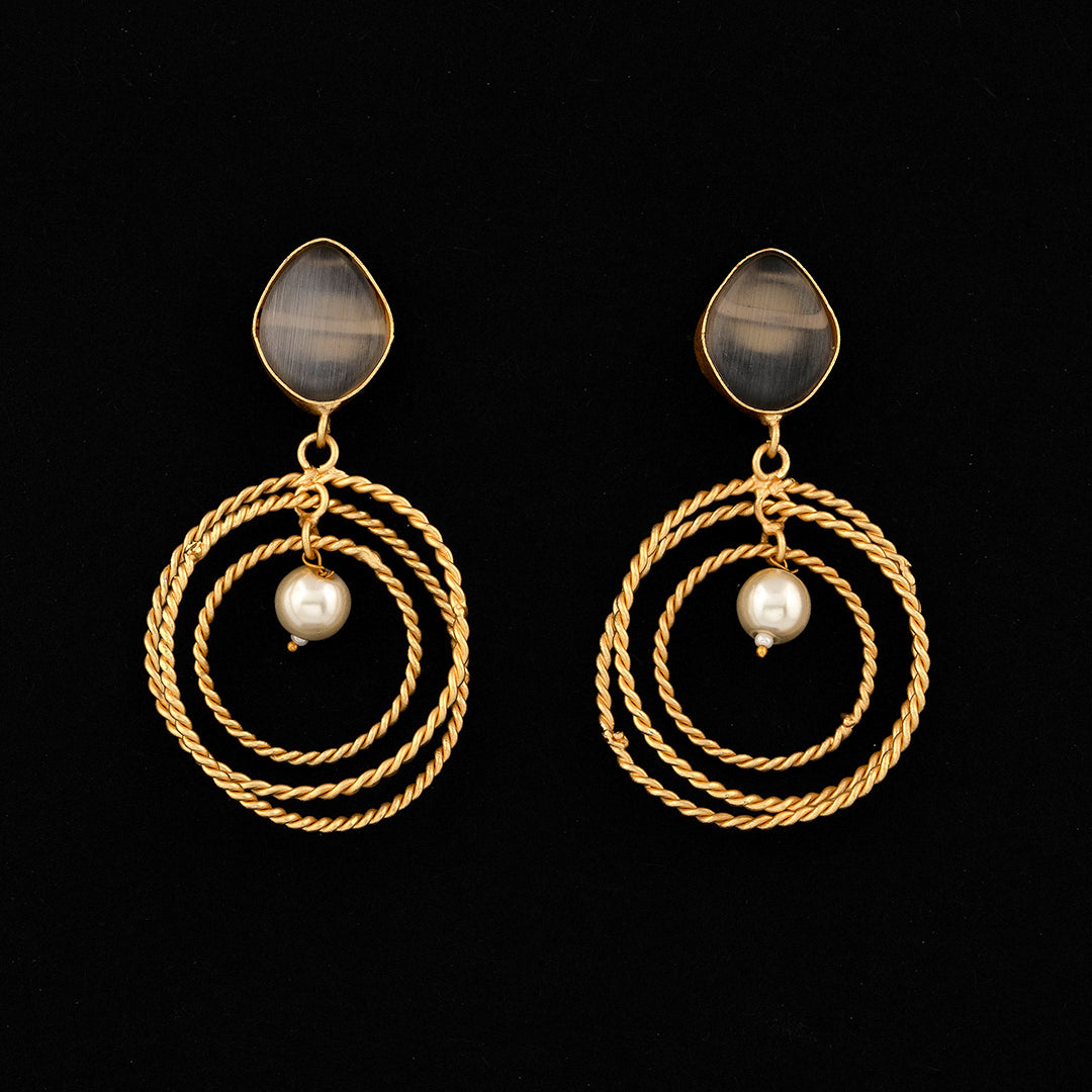Grey Pearl Rings Earrings
