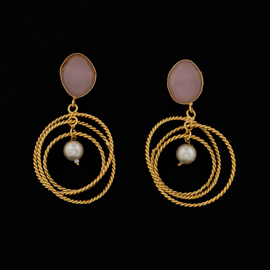 Pink Pearl Rings Earrings