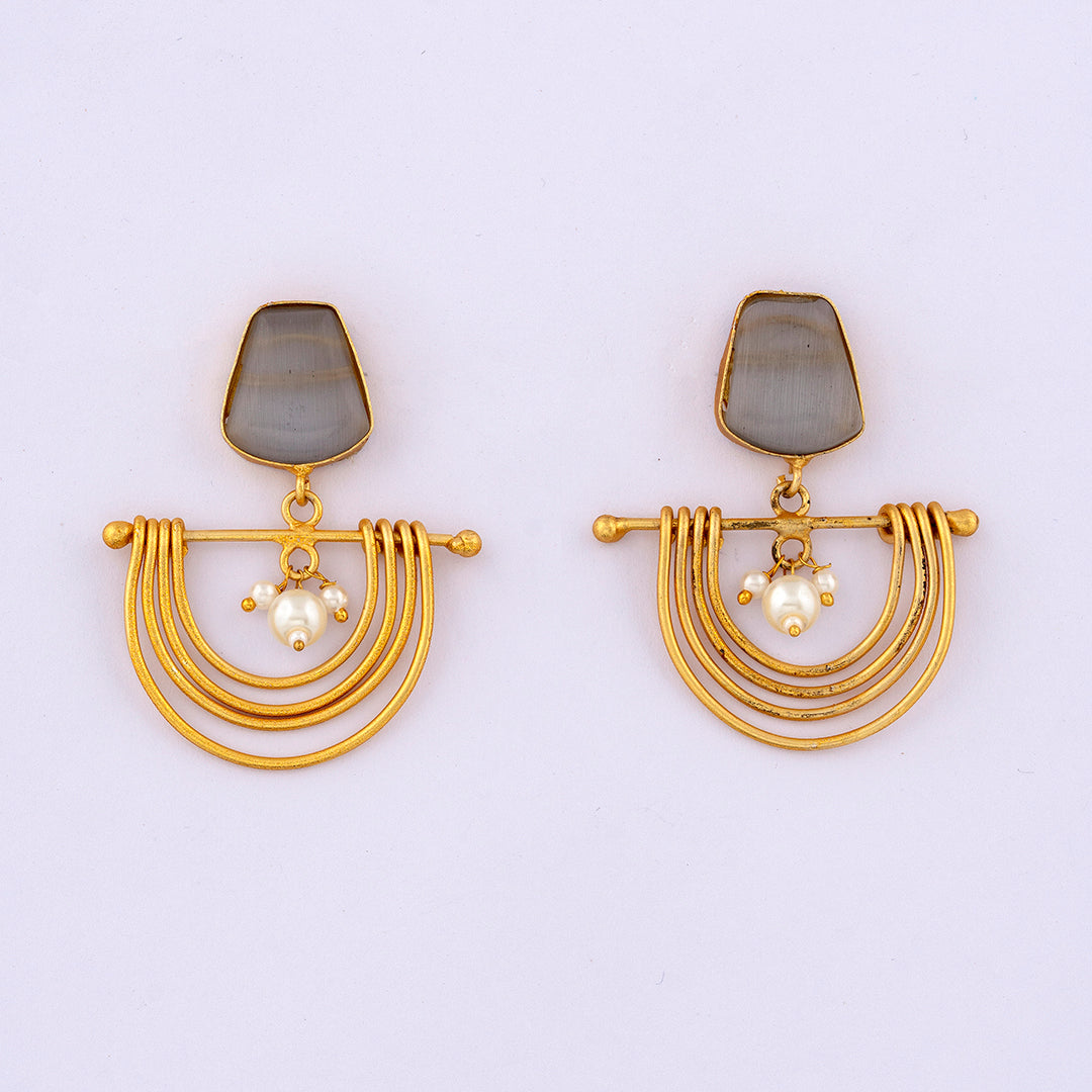Ivory Pearl Half Moon Earrings