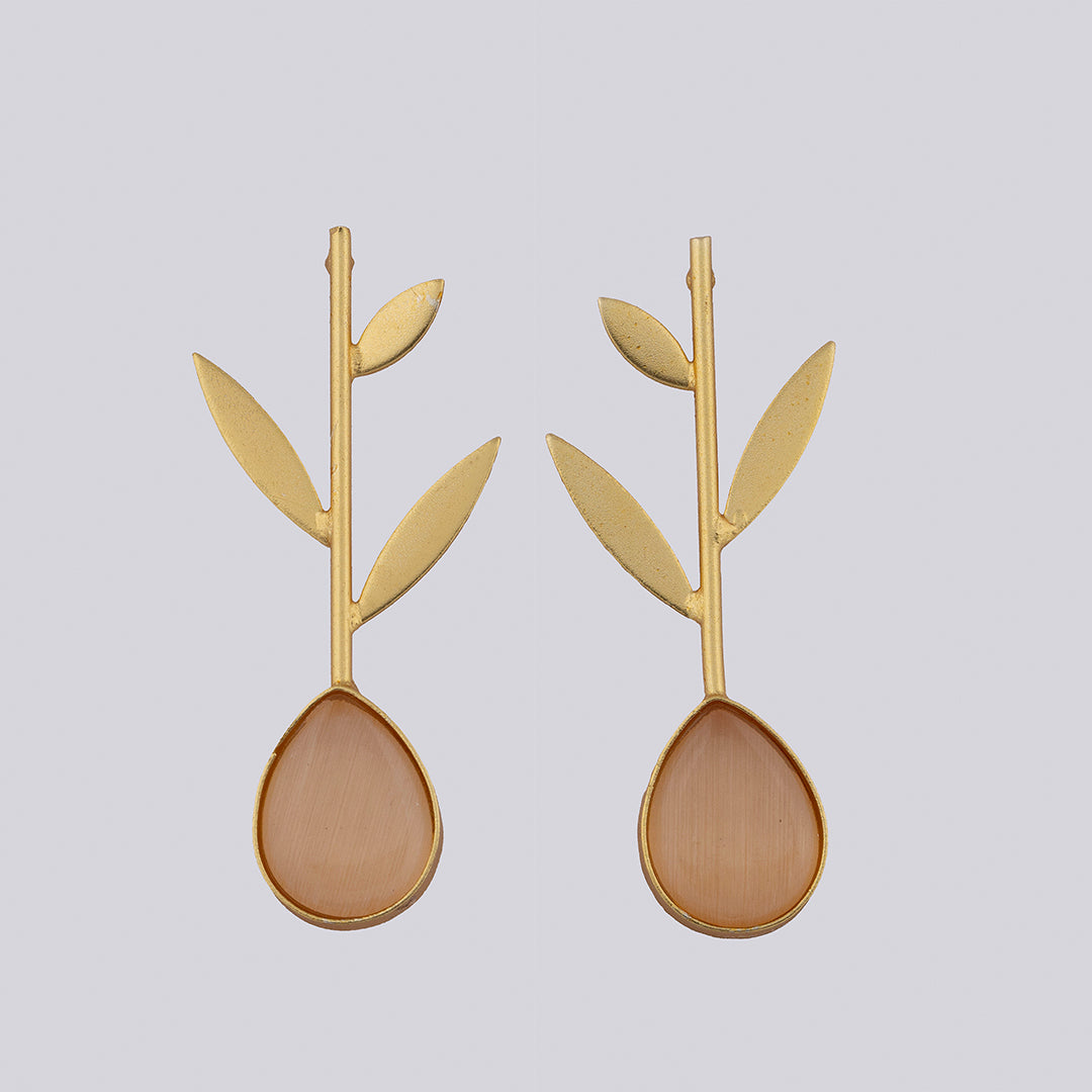 Pink Leaf Dangler Earrings