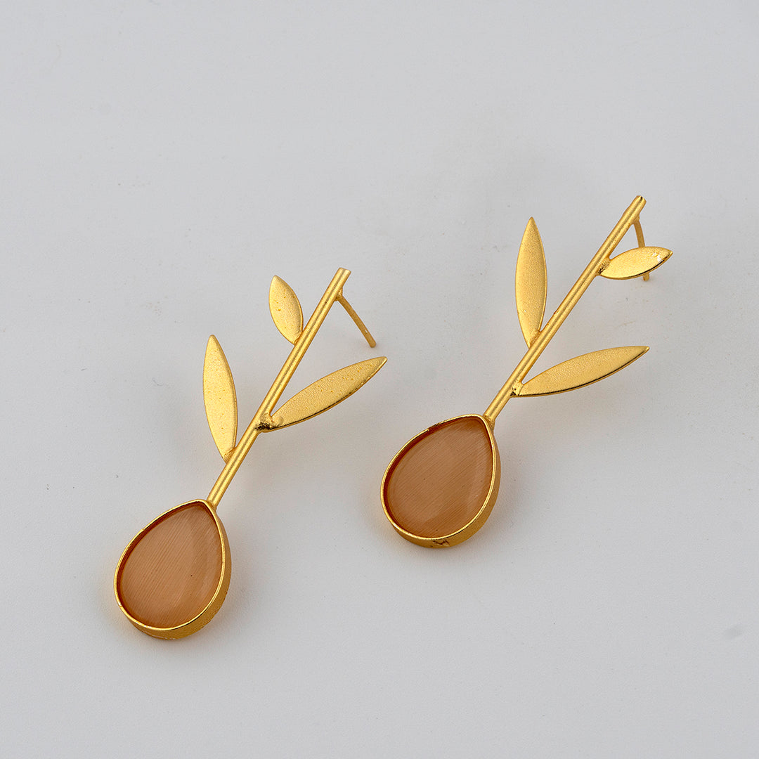 Pink Leaf Dangler Earrings