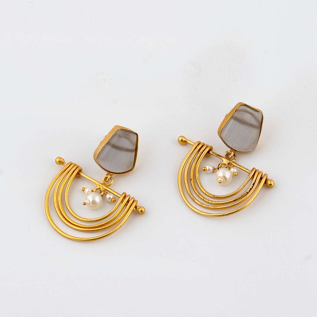 Ivory Pearl Half Moon Earrings