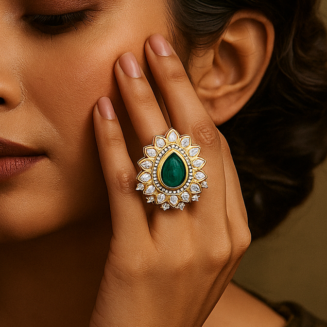 Pear Shaped Emerald stone ring