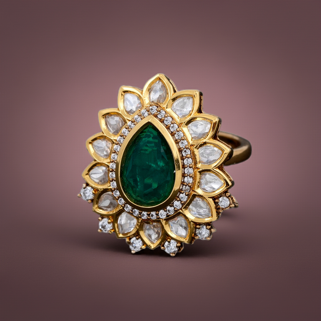 Pear Shaped Emerald stone ring