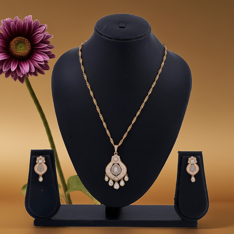 Pink Meenakari Necklace with polki Dia