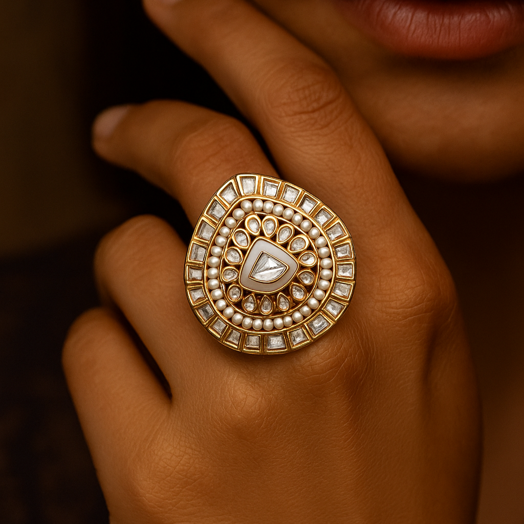 Polki Dia pan shaped ring