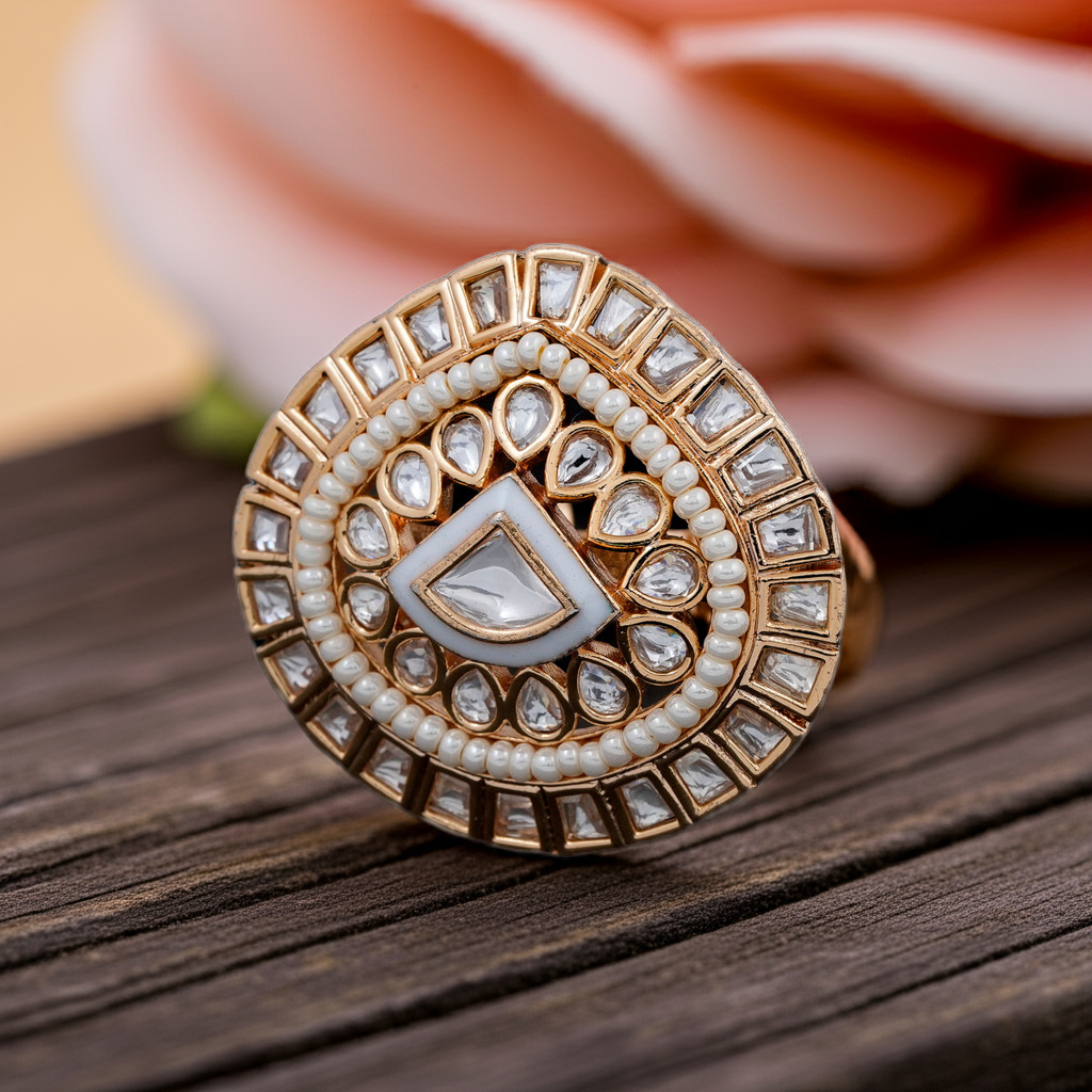 Polki Dia pan shaped ring