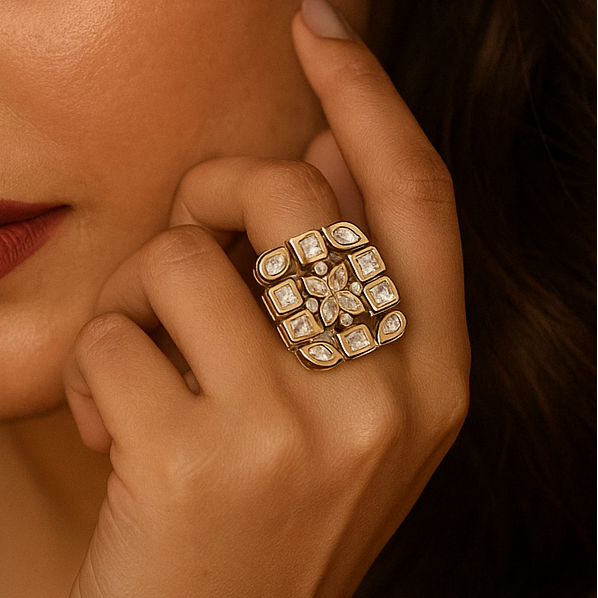 Polki square ring