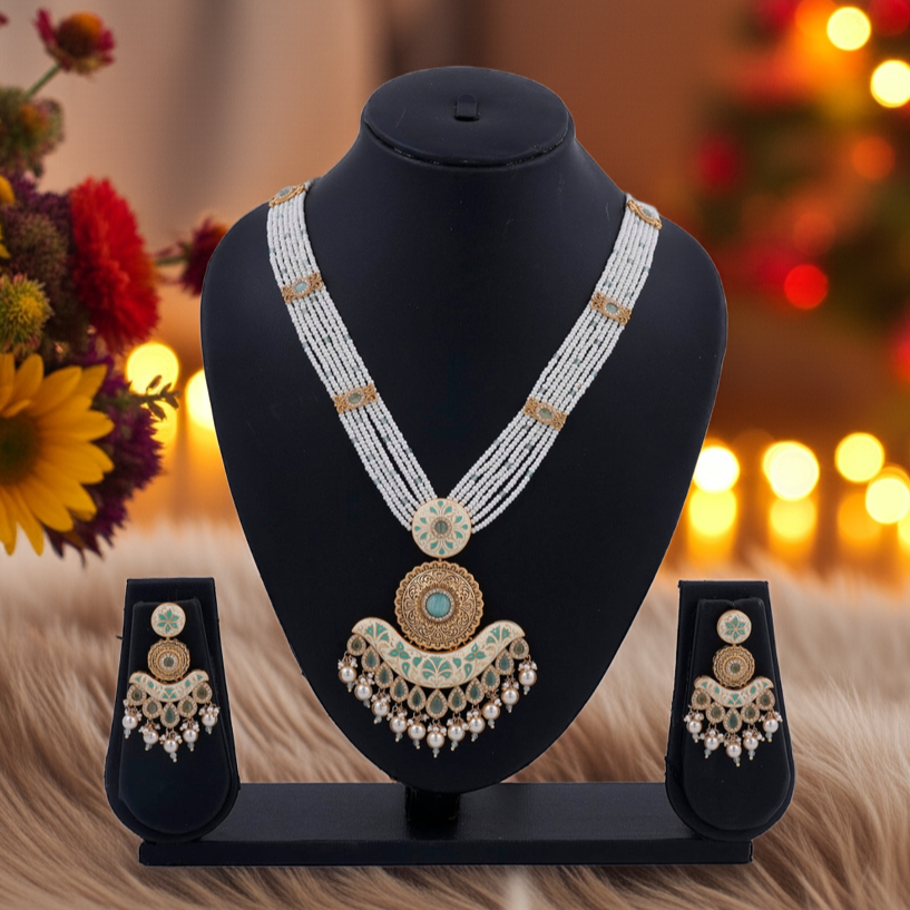 Turquoise Meenakari gold pearl Necklace