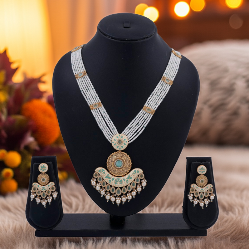 Turquoise Meenakari gold pearl Necklace