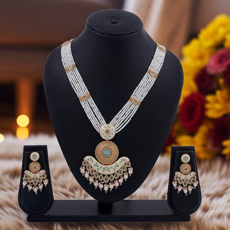 Turquoise Meenakari gold pearl Necklace