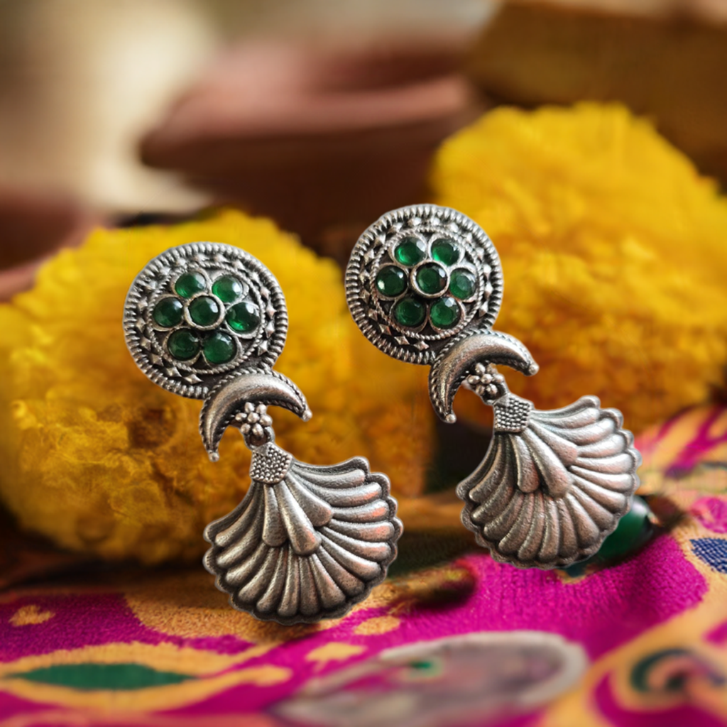 Green Stone silver dangle