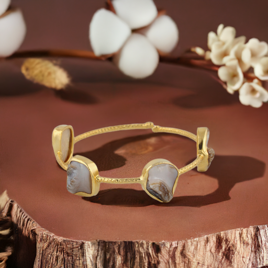 white pearl stone bracelet wrap