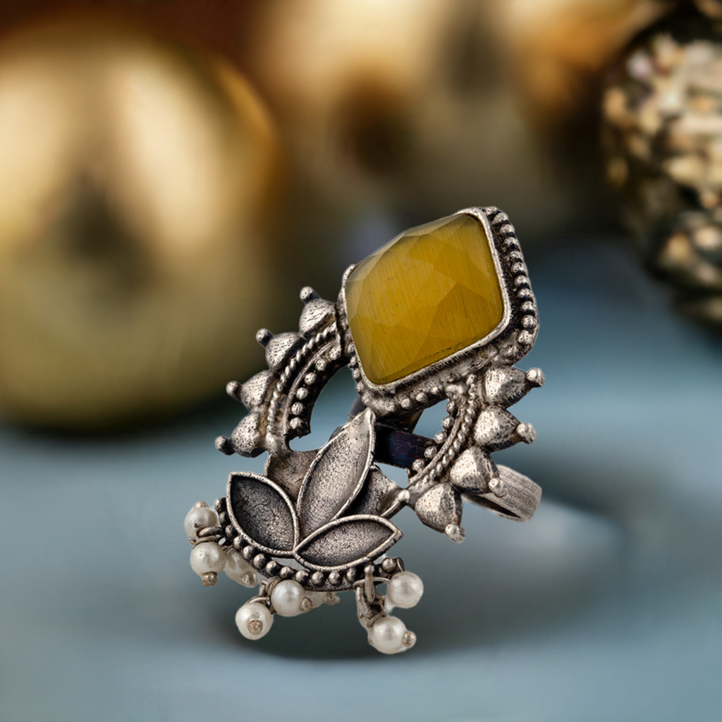 Yellow stone Ring