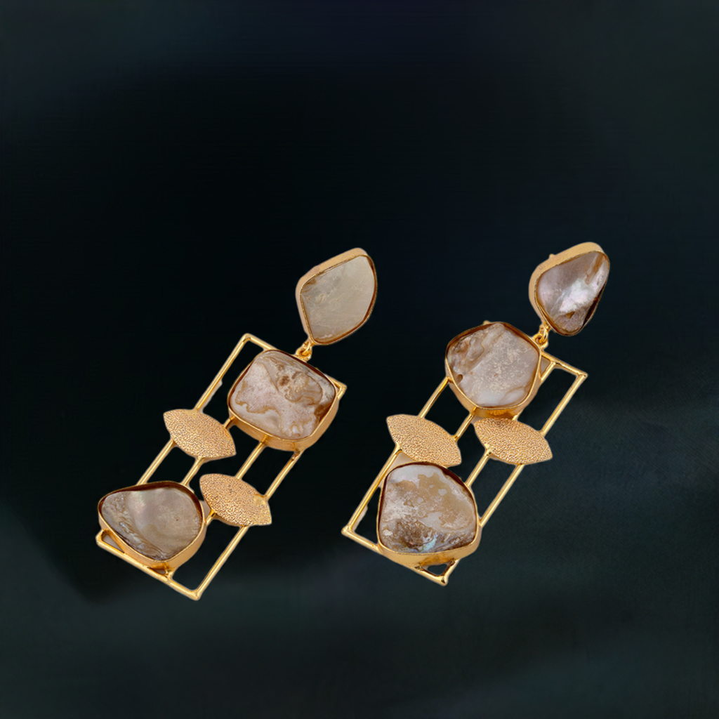 Stone Leaf Dangler Earring