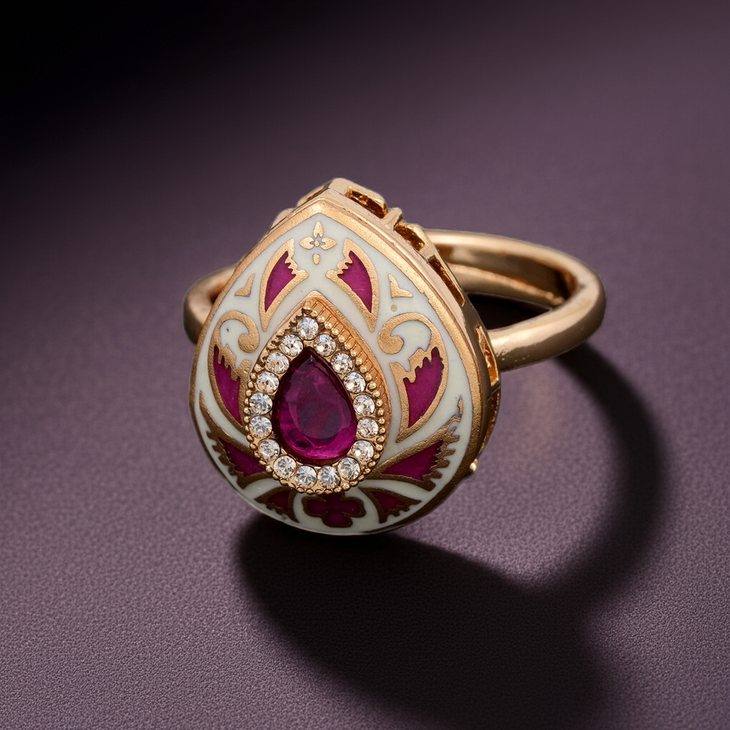 ruby dia minakari droplet ring
