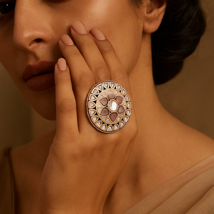 star Masonite polki design ring