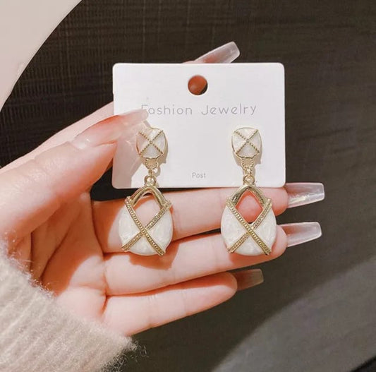 White Dangle party earring
