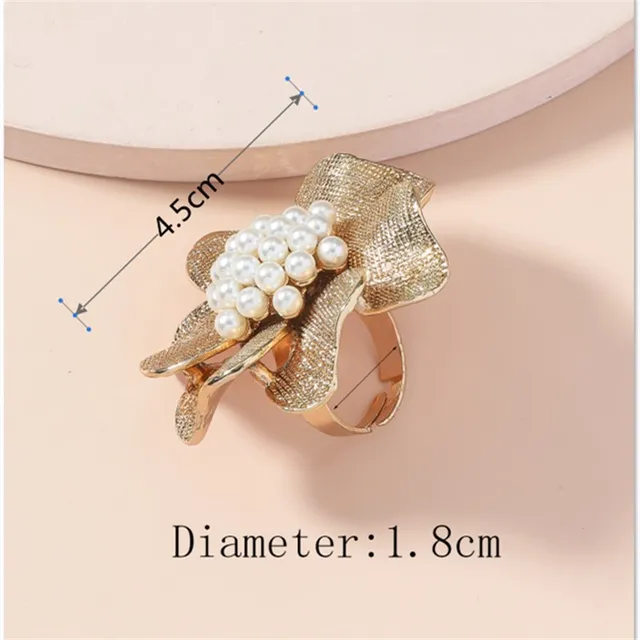 Golden Pearl Floral Ring