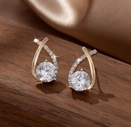 One Sided Crystal Cross Shaped Earring