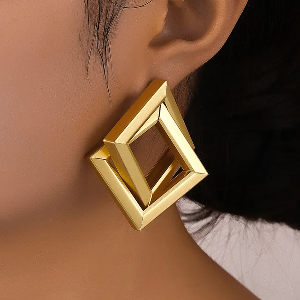 Golden Double Layer  Hoop Earrings