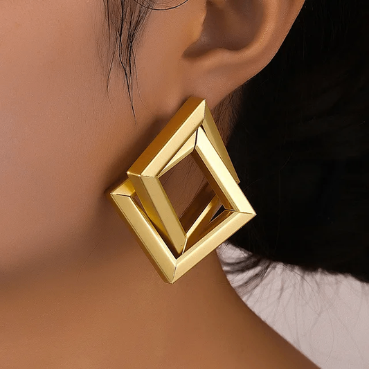 Golden Double Layer  Hoop Earrings