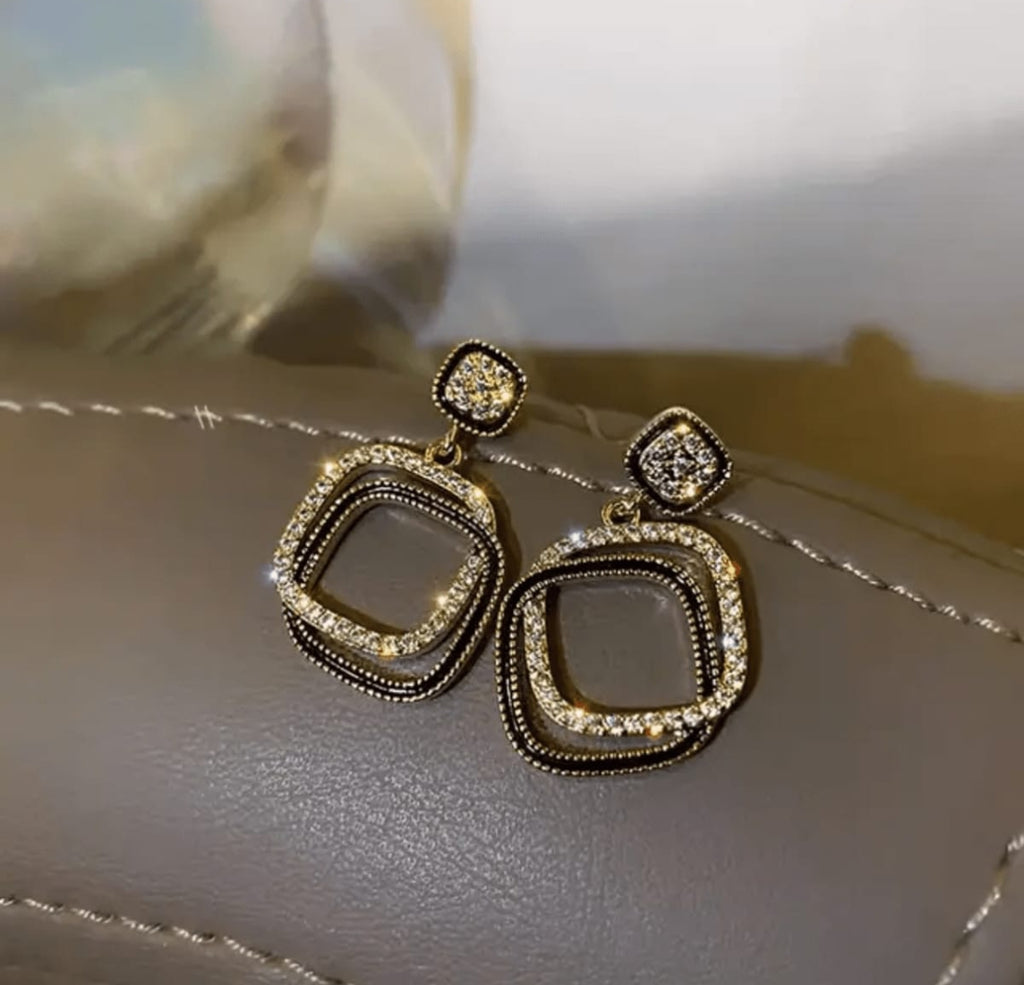 Square Black Crystal earring