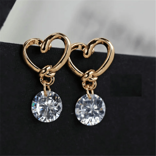 Diamond Heart Dangler Earrings