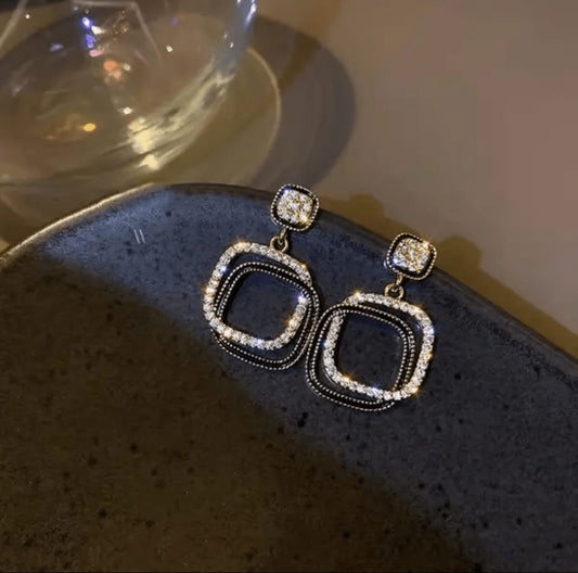 Square Black Crystal earring