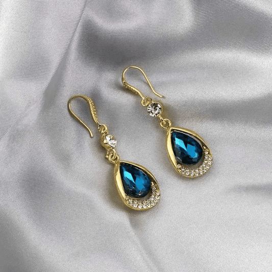 Blue Stone Dia Dangler Earrings
