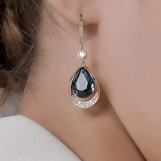 Blue Stone Dia Dangler Earrings