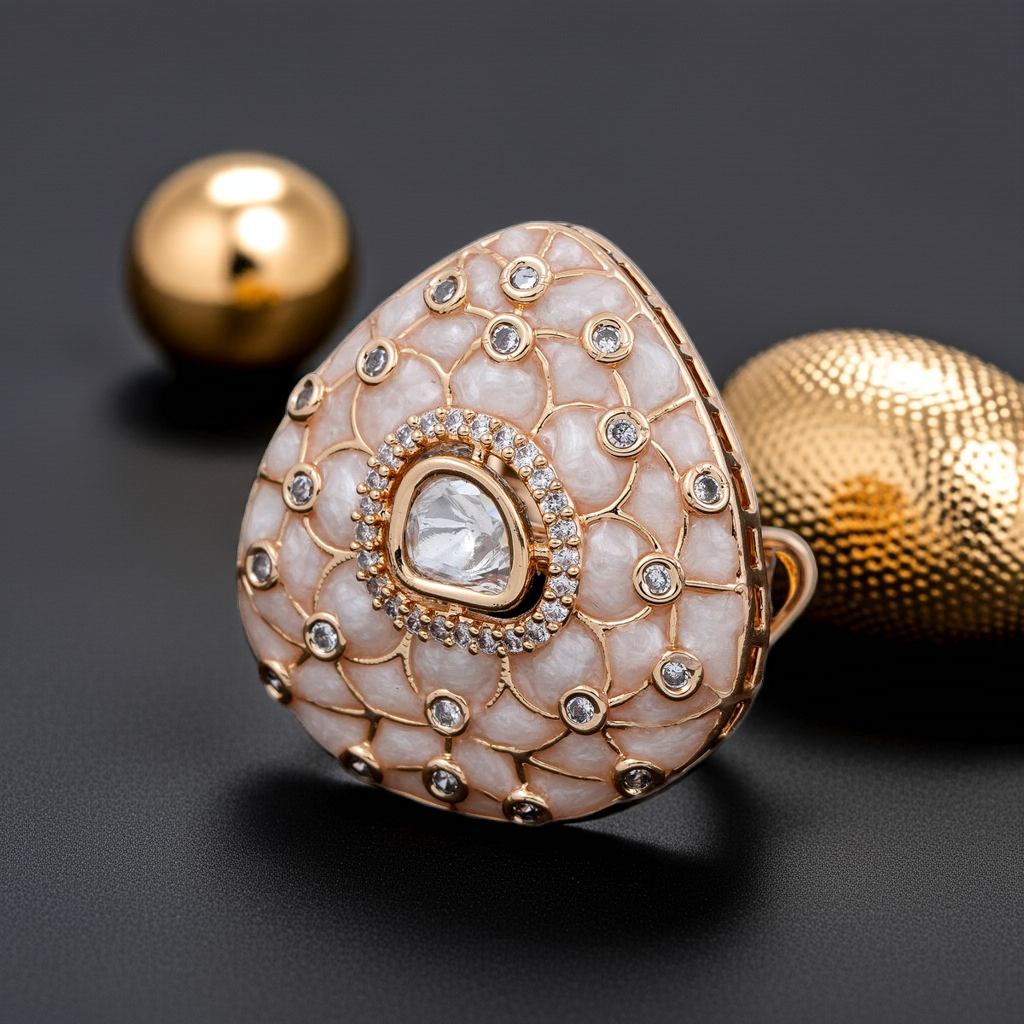 Beige Dia gold netted ring