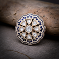 Blue Meenakari Polki Round Ring