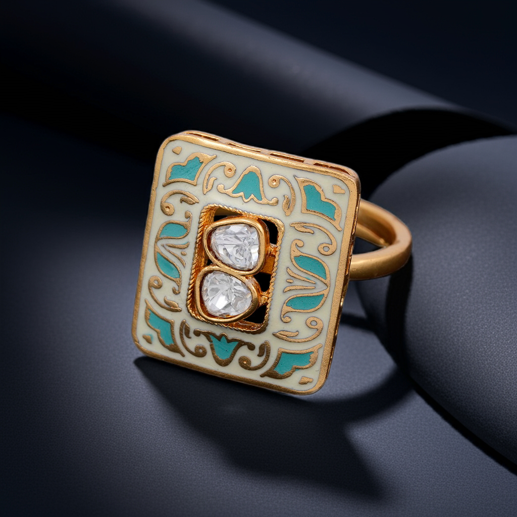 Double Dia Minakari ring